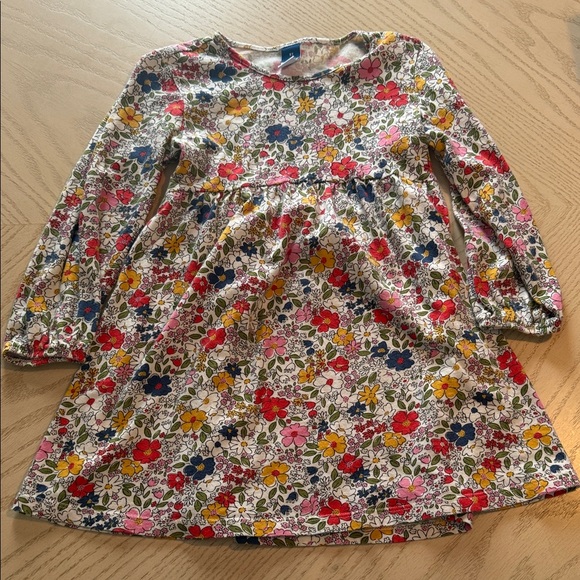 Old Navy Other - Old Navy White Floral Long-Sleeve Dress with Red, Pink, Yellow, Blue Flowers💜